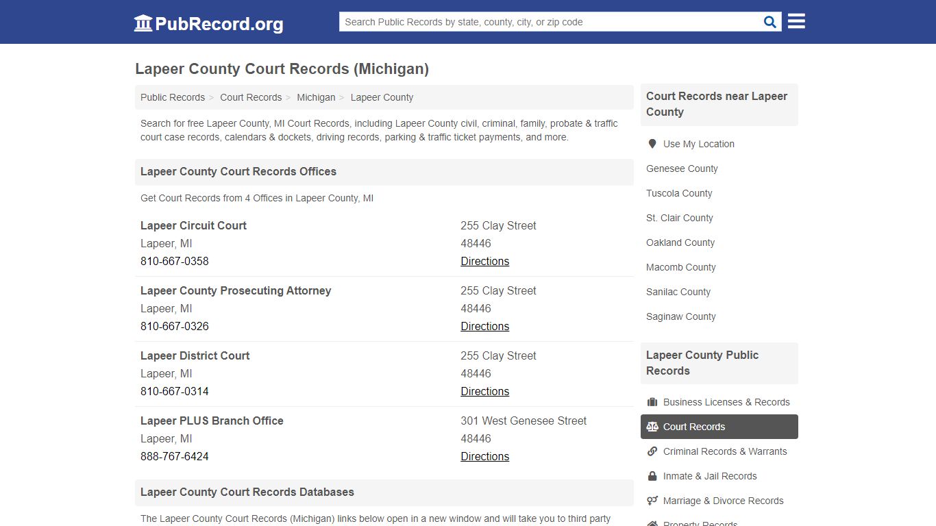 Free Lapeer County Court Records (Michigan Court Records)