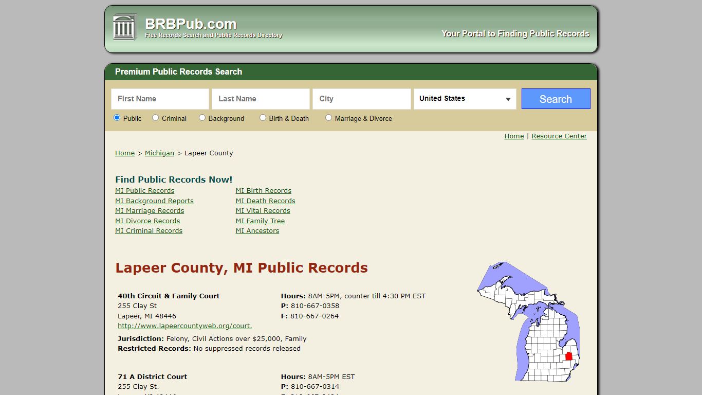 Lapeer County Public Records | Search Michigan Government ...